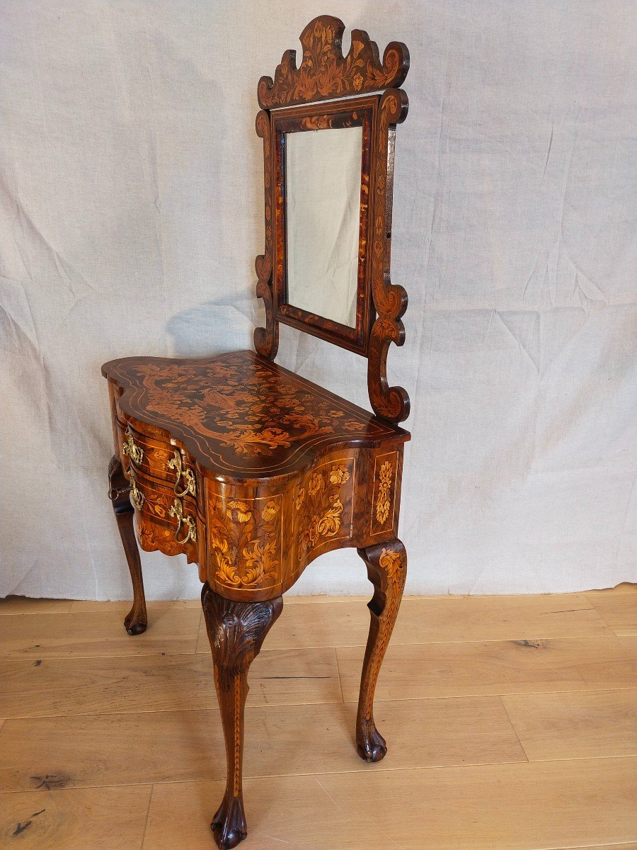 Dutch Dressing Table Late 18th Century Walnut And Floral Marquetry-photo-2