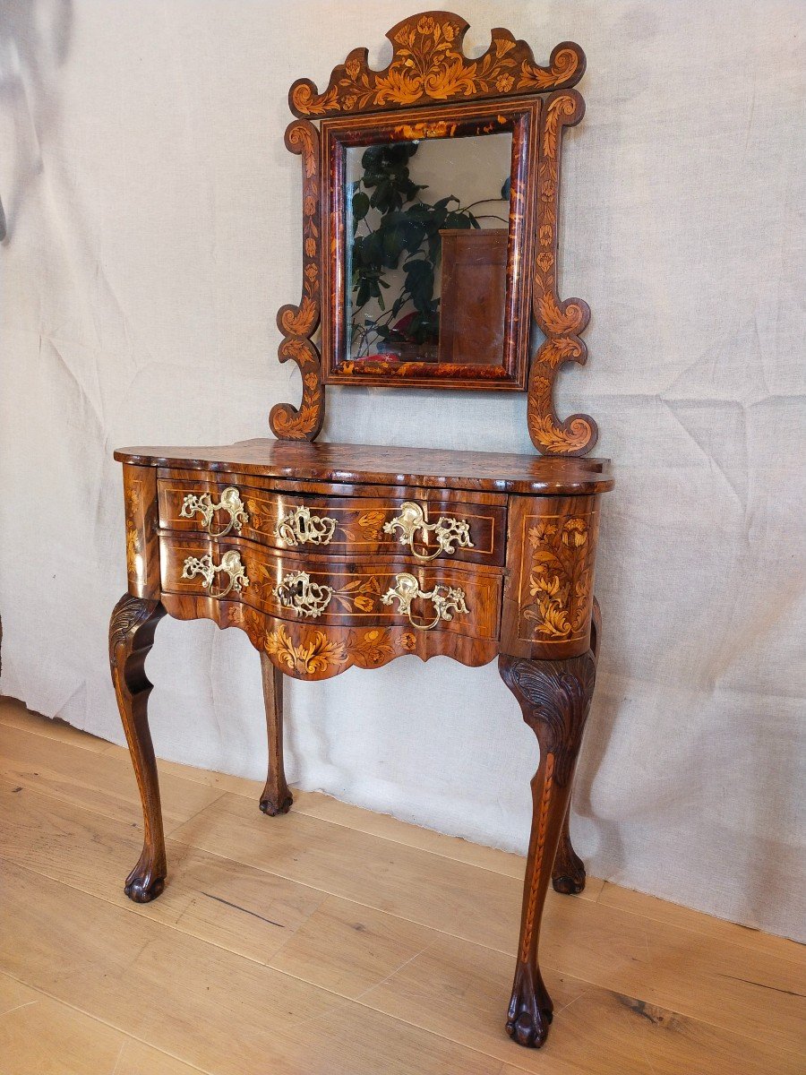 Dutch Dressing Table Late 18th Century Walnut And Floral Marquetry-photo-8