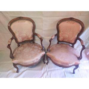 Pair Of Armchairs Napoleon III Solid Rosewood