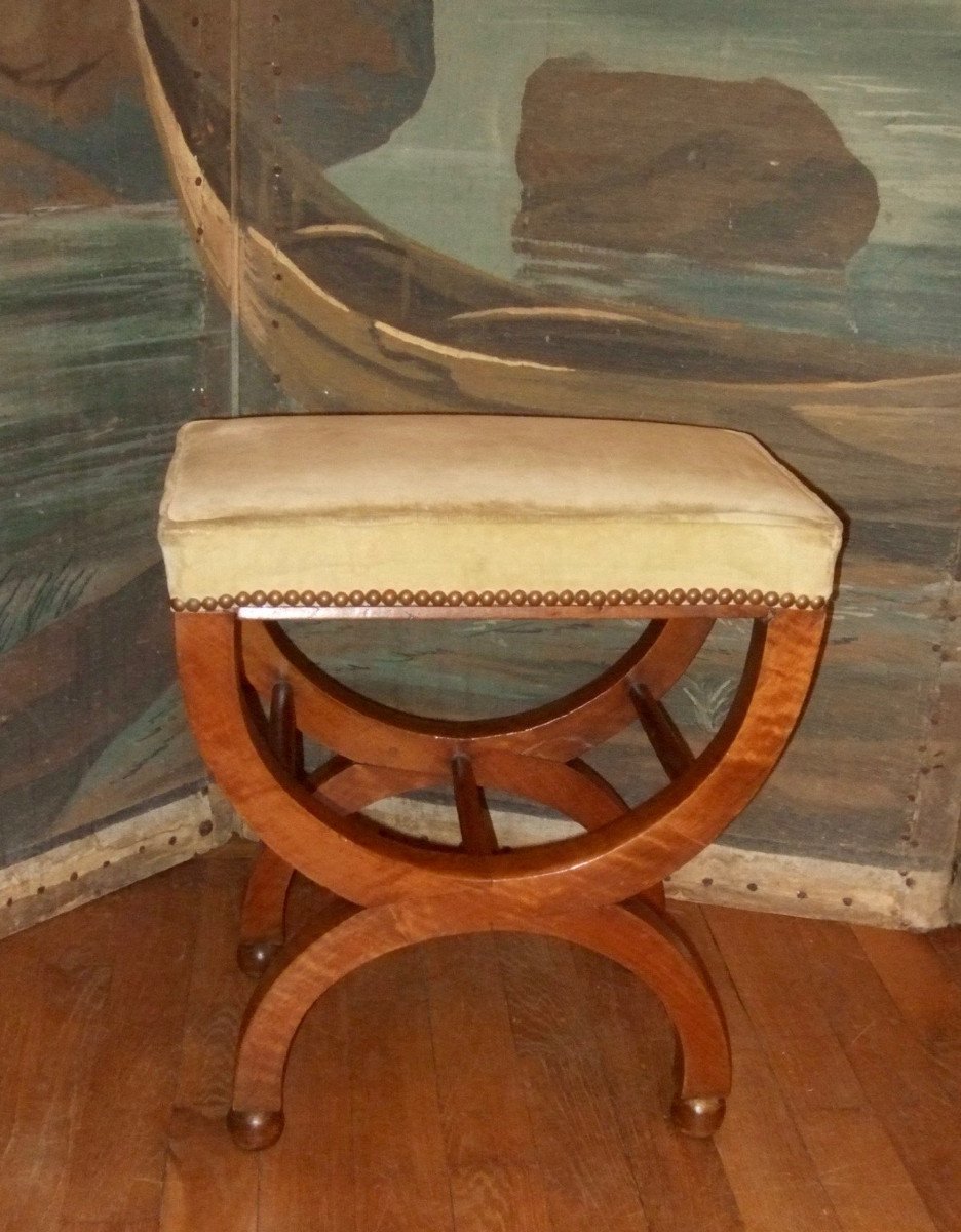 Tabouret En Noyer  Epoque Empire-photo-2