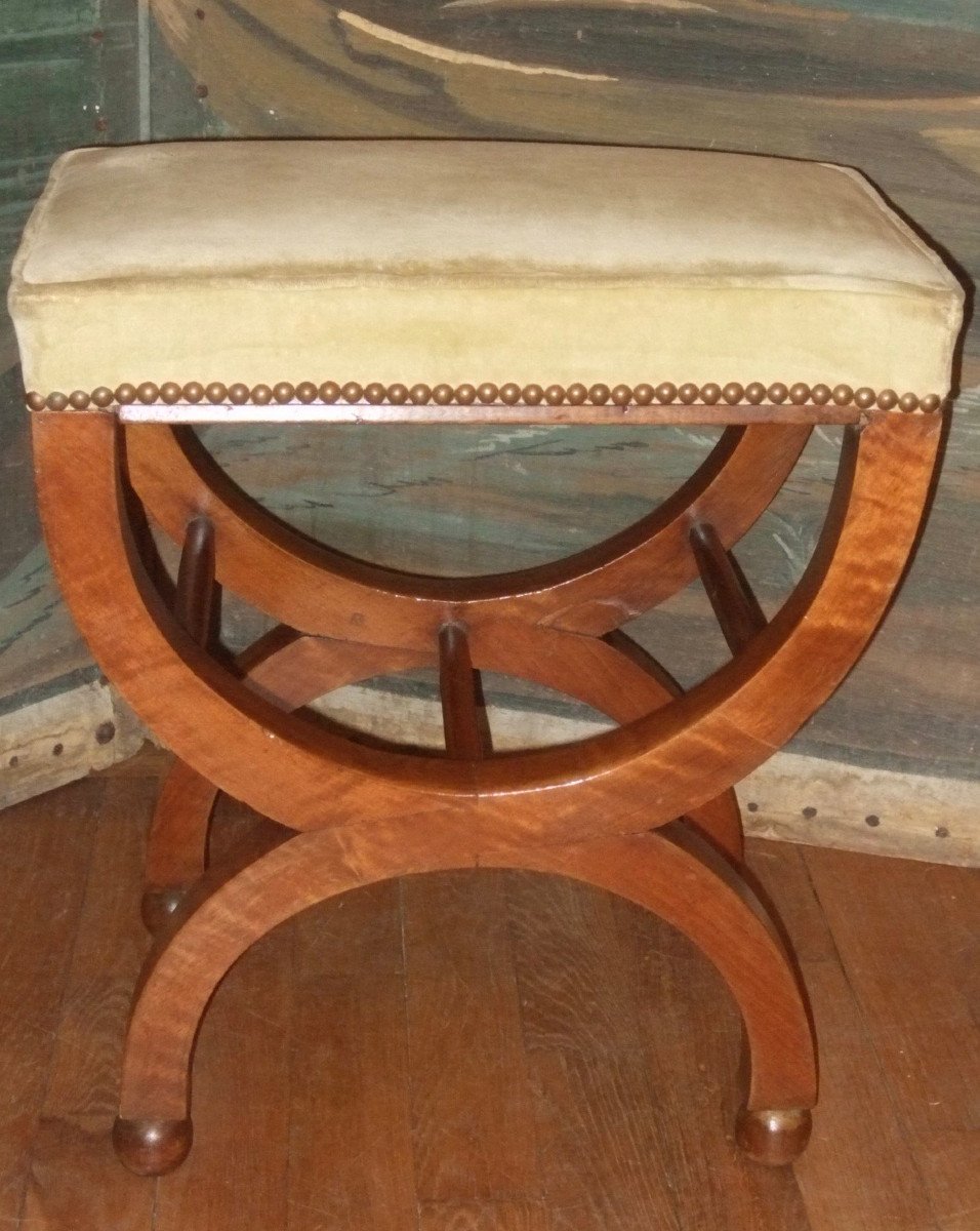 Tabouret En Noyer  Epoque Empire-photo-4