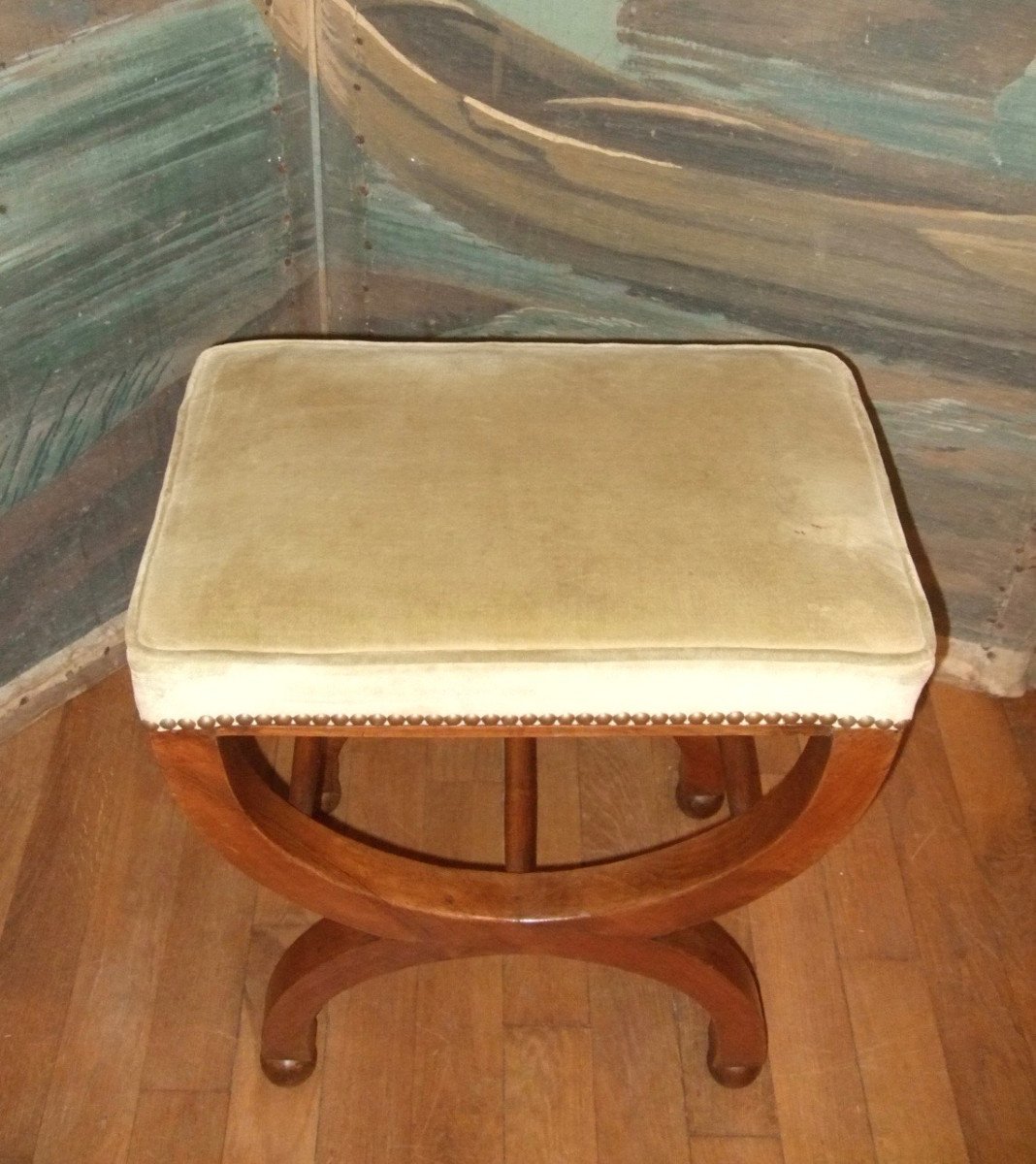 Tabouret En Noyer  Epoque Empire-photo-2