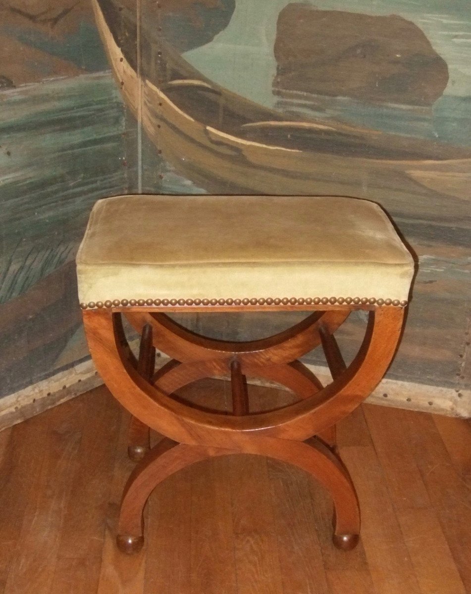 Tabouret En Noyer  Epoque Empire