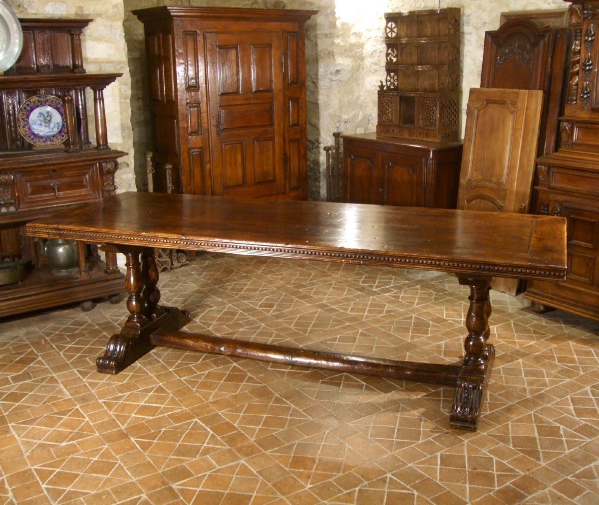 Large Renaissance Style Table, Twentieth Period-photo-3