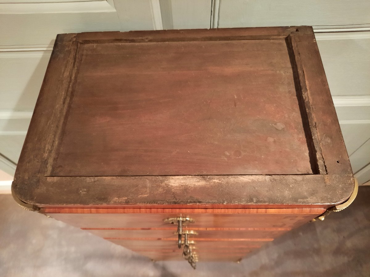 Louis XVI Style Chiffonier In XIXth Century Marquetry.-photo-1