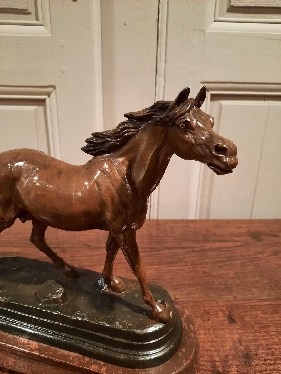 XIXth Century Spelter Sculpture Representing A Horse, Signed J. Moigniez.-photo-4