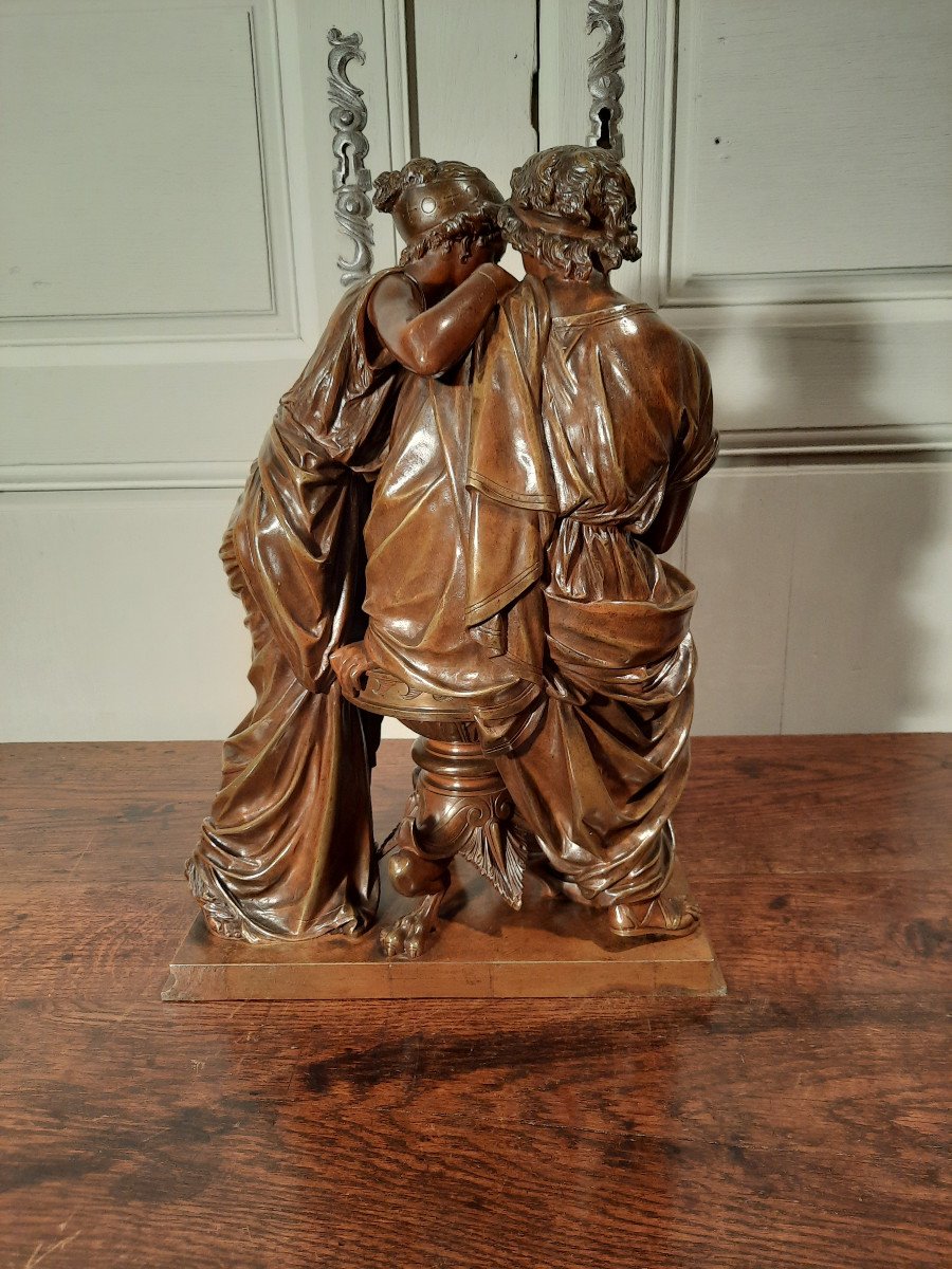 Bronze Sculpture Representing A Couple From Greco-roman Antiquity, From The 19th Century-photo-4