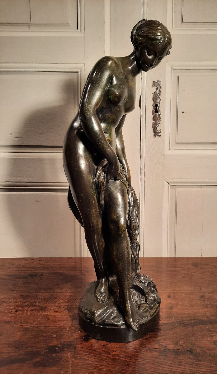 Sculpture En Bronze « La Baigneuse » Ou « Nymphe Descendant Du Bain », D’après Falconet.-photo-2