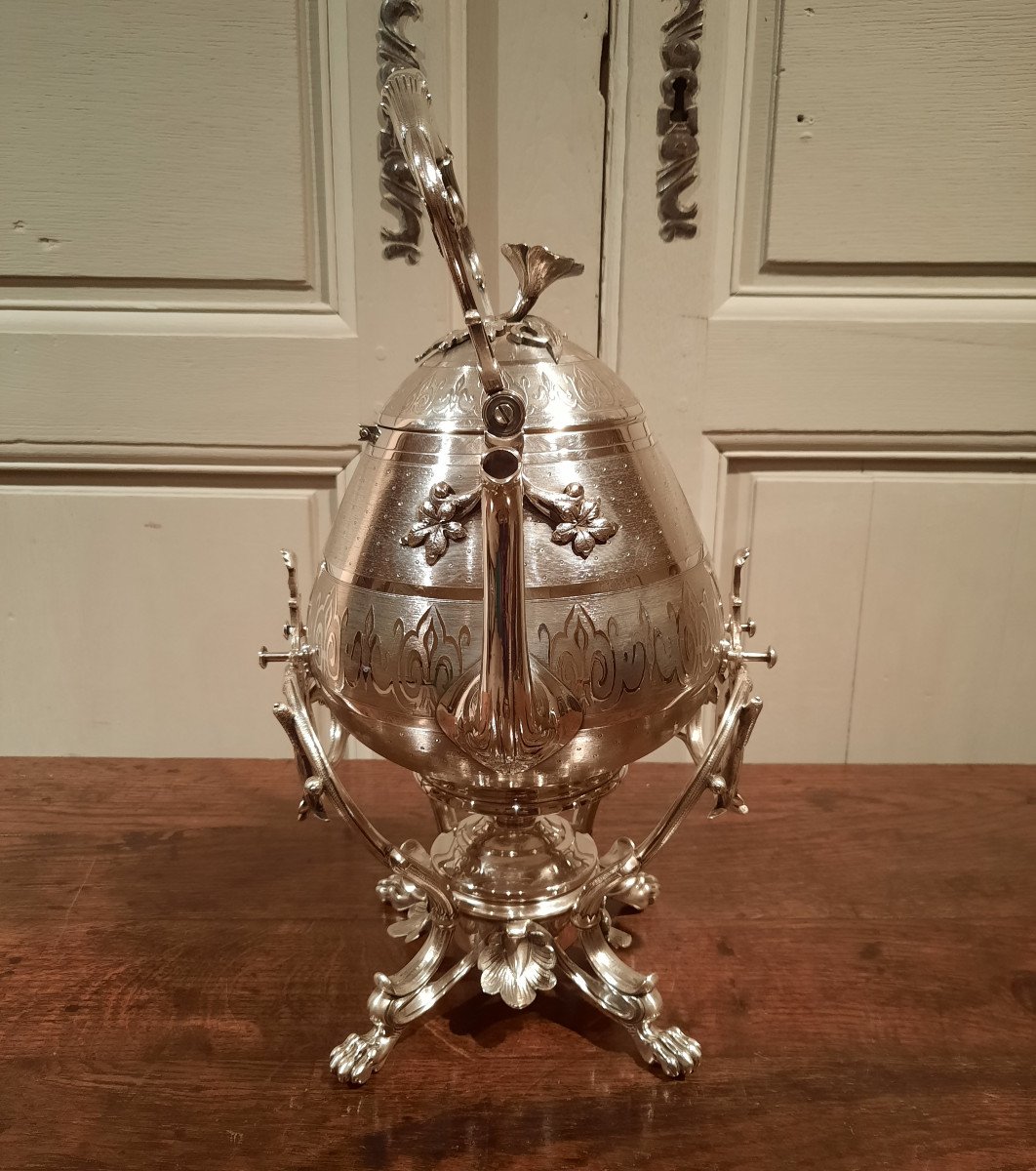 Louis XV Style Silver Metal Samovar, 19th Century Period.-photo-2