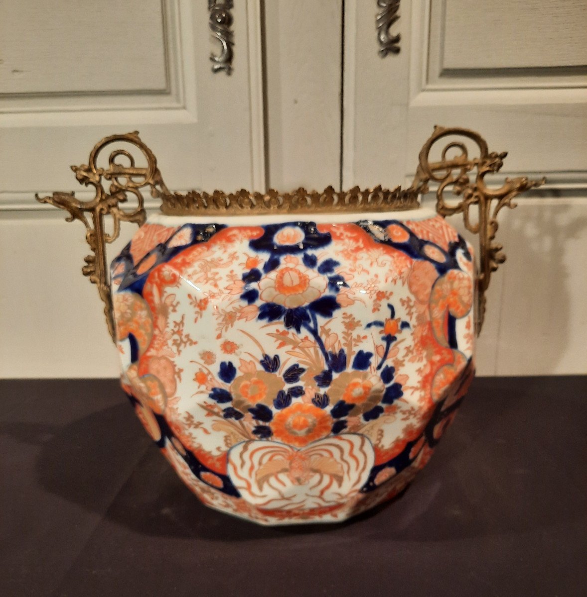 Imari Porcelain Planter With Bronze Mount, Napoleon III Period.