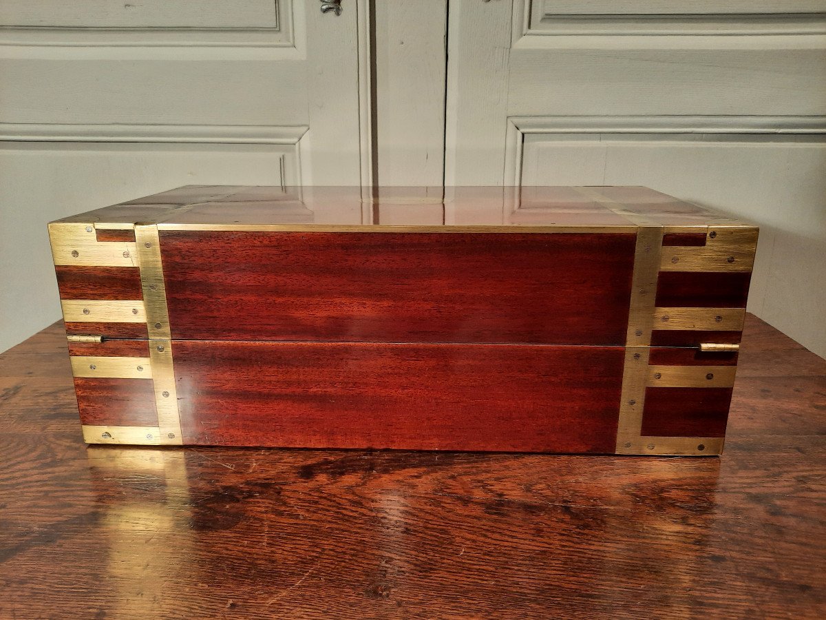 19th Century Mahogany Marine Writing Case.-photo-3