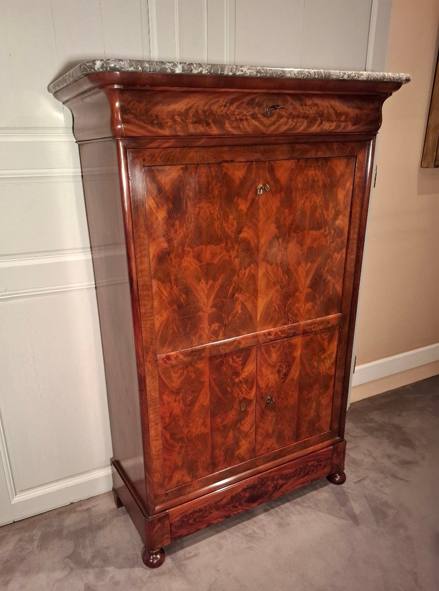 Louis-philippe Period Secretary In Mahogany And Light Wood.-photo-2