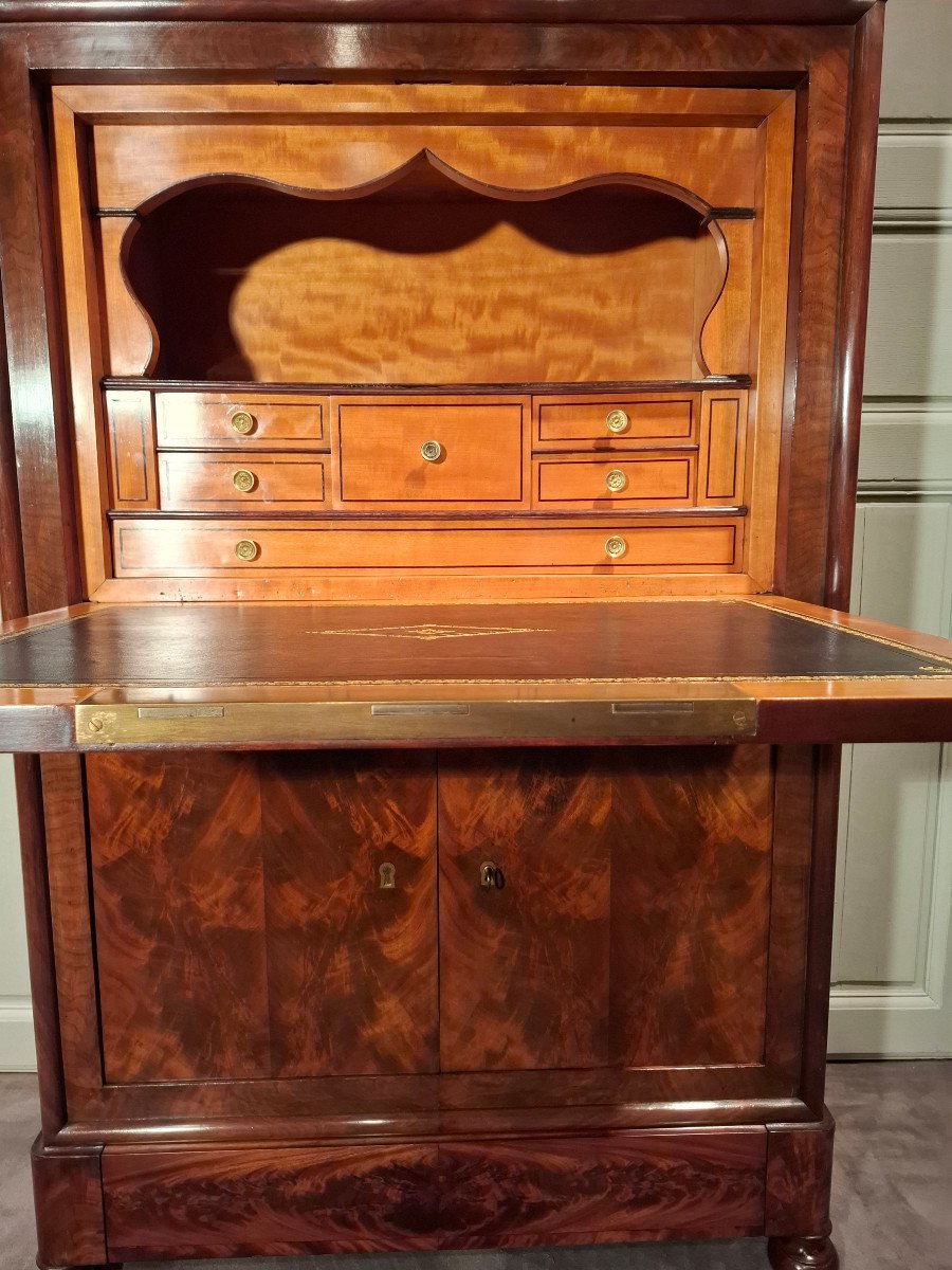 Louis-philippe Period Secretary In Mahogany And Light Wood.-photo-4