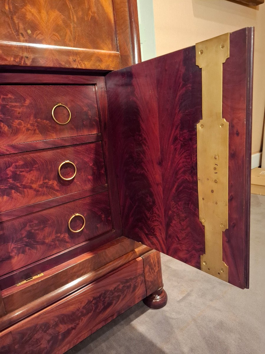 Louis-philippe Period Secretary In Mahogany And Light Wood.-photo-7