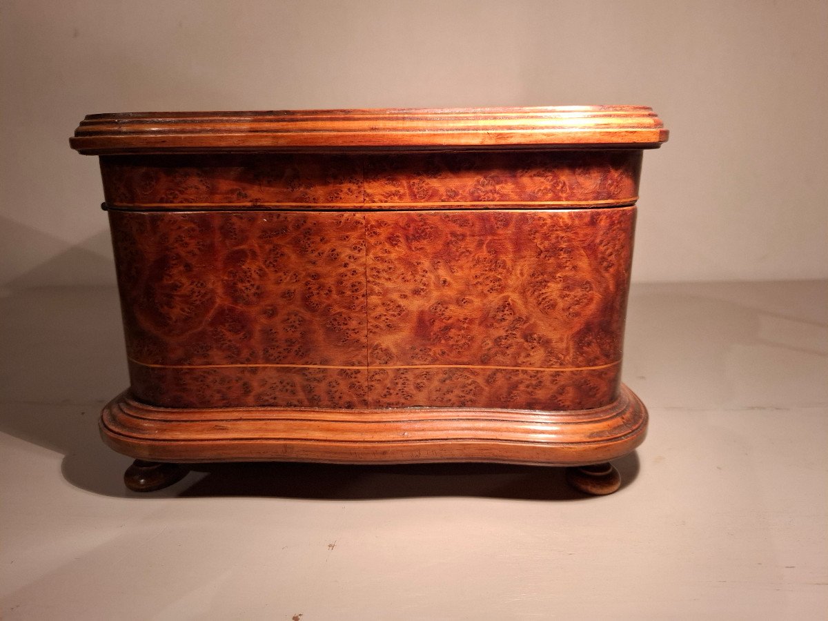 19th Century Light Wood And Thuya Burl Marquetry Box.-photo-1