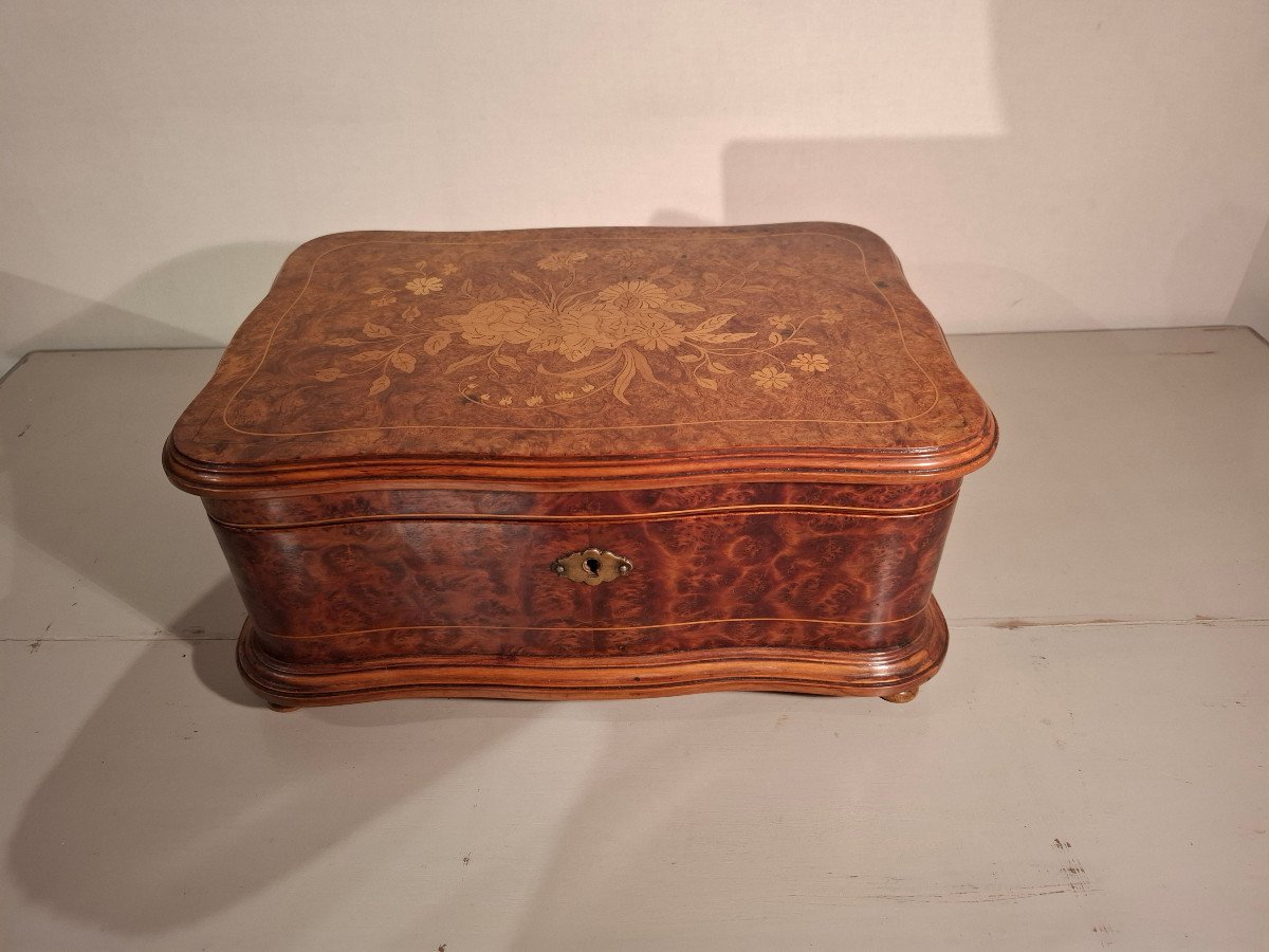 19th Century Light Wood And Thuya Burl Marquetry Box.-photo-6