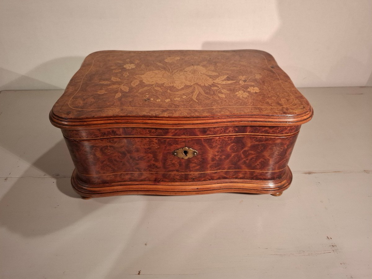 19th Century Light Wood And Thuya Burl Marquetry Box.-photo-7