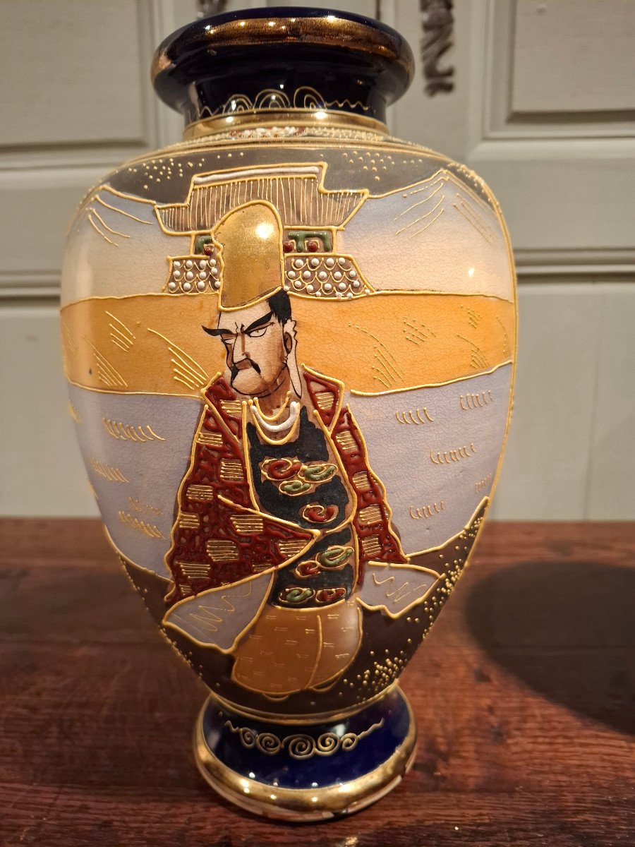 Paire De Vases En Céramique, De Satsuma Japon Epoque XIXème Siècle.-photo-6