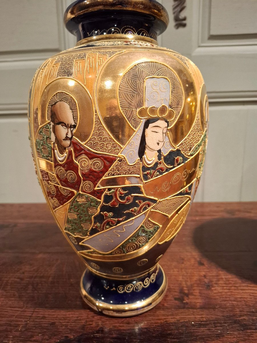 Paire De Vases En Céramique, De Satsuma Japon Epoque XIXème Siècle.-photo-7