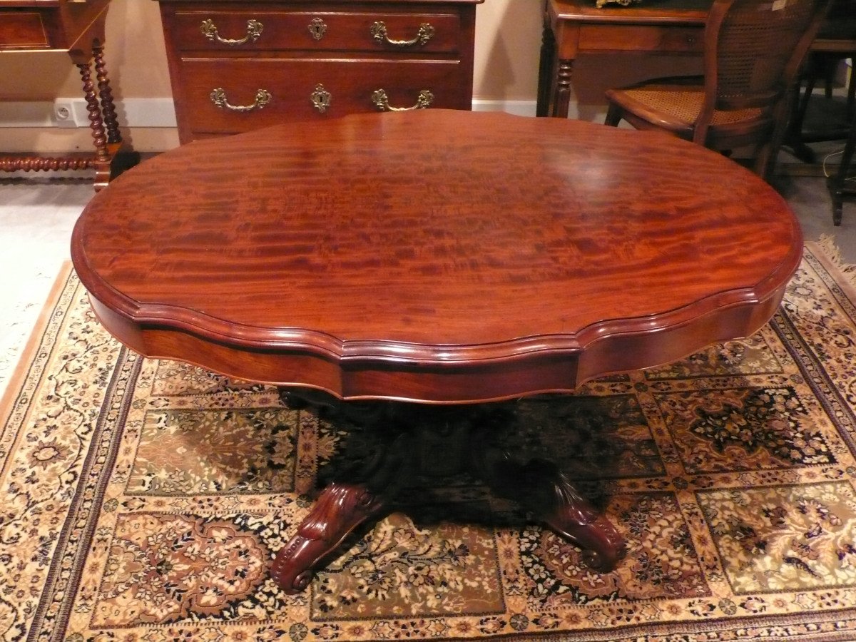 Mahogany Pedestal Table With Violin Top From The Napoleon III Period.