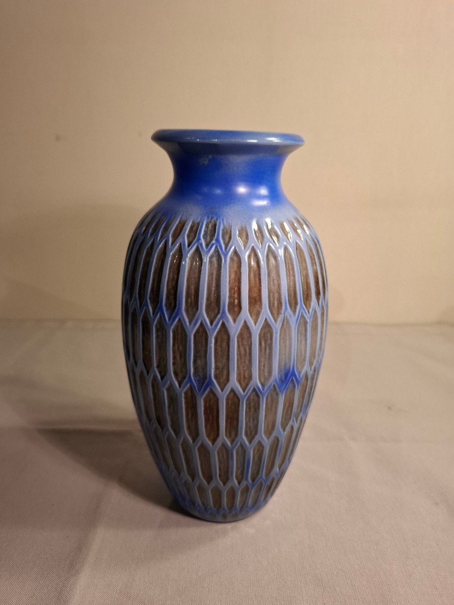 Art Deco Period Ceramic Vase By The Mougin Brothers-photo-4