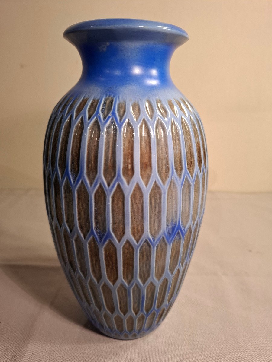 Art Deco Period Ceramic Vase By The Mougin Brothers-photo-5