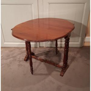 Mahogany Side Table With Two Folding Shutters From Louis-philippe Period.