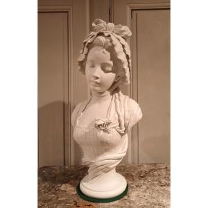 Bust Of Young Girl In Biscuit After Hippolyte Moreau.