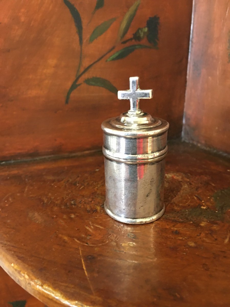 Rare Ampoule Huiles Saintes Argent 18 Eme-photo-4