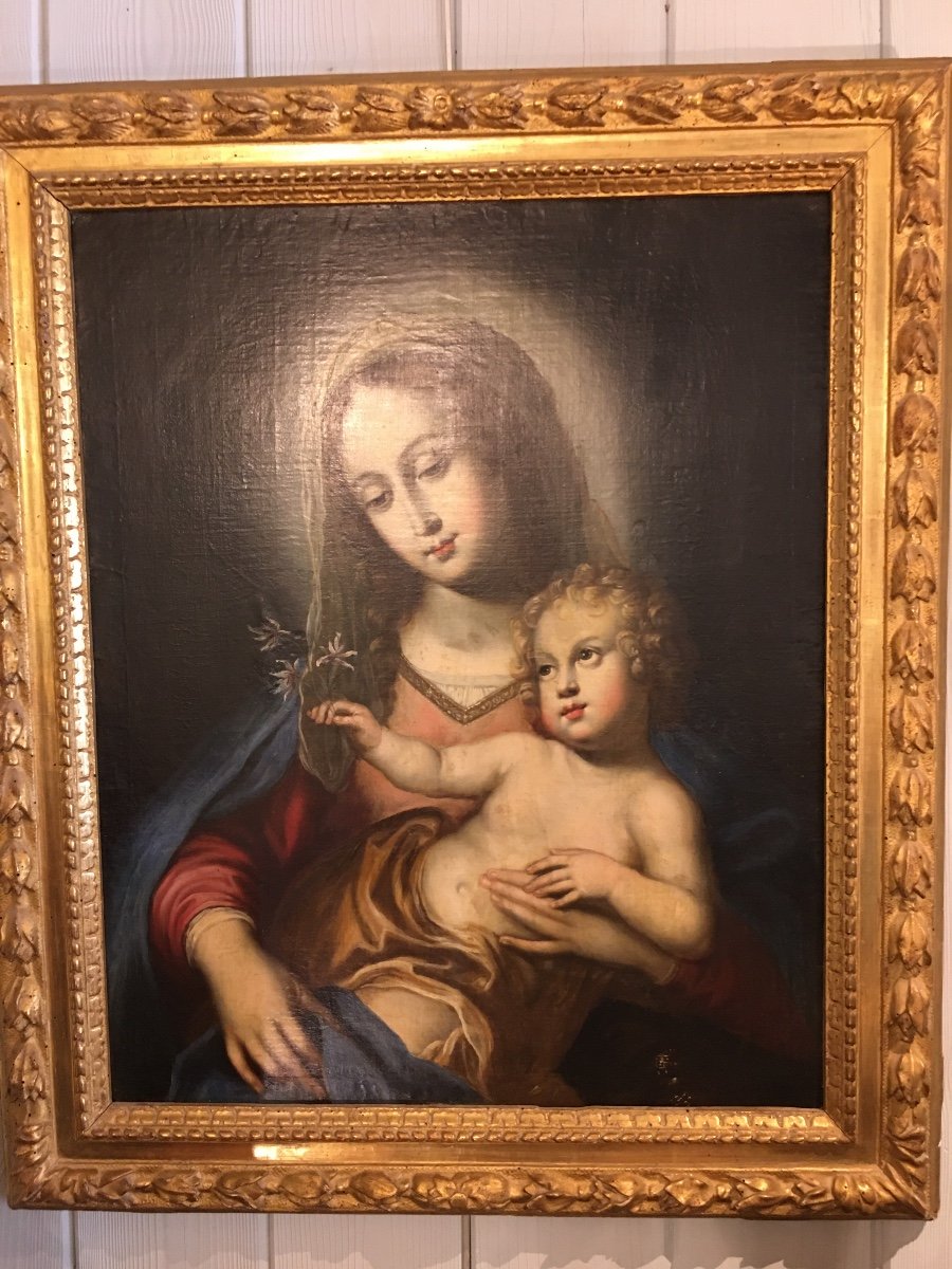 Tableau Vierge à L’enfant 17ème 