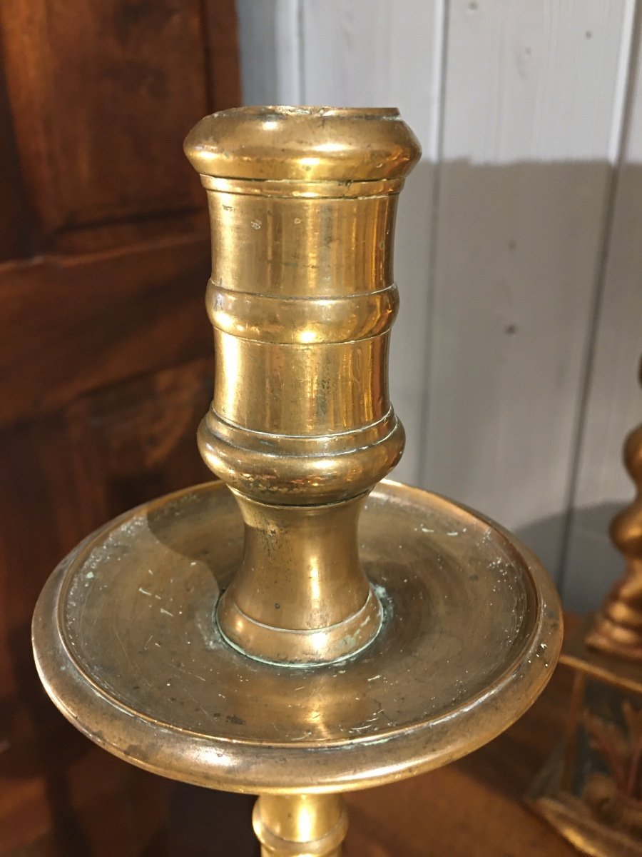 Beautiful Haute-epoque Bronze Candlestick-photo-4