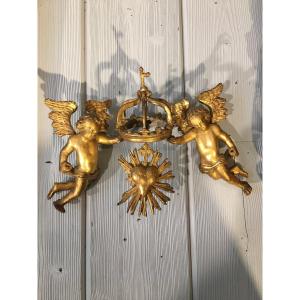 Golden Wood Ornament Angels 18 Eme 