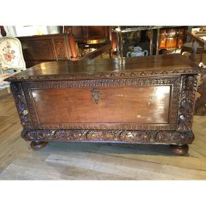 17th Century Carved Walnut Chest 