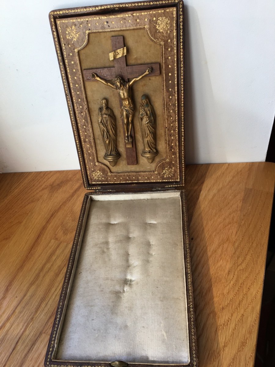 Calvary Ancient Travel Altar, Passion Of Jesus, Ste. Mary And St. Joseph, Late 19th Century-photo-3