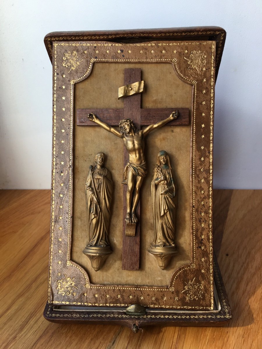 Calvary Ancient Travel Altar, Passion Of Jesus, Ste. Mary And St. Joseph, Late 19th Century