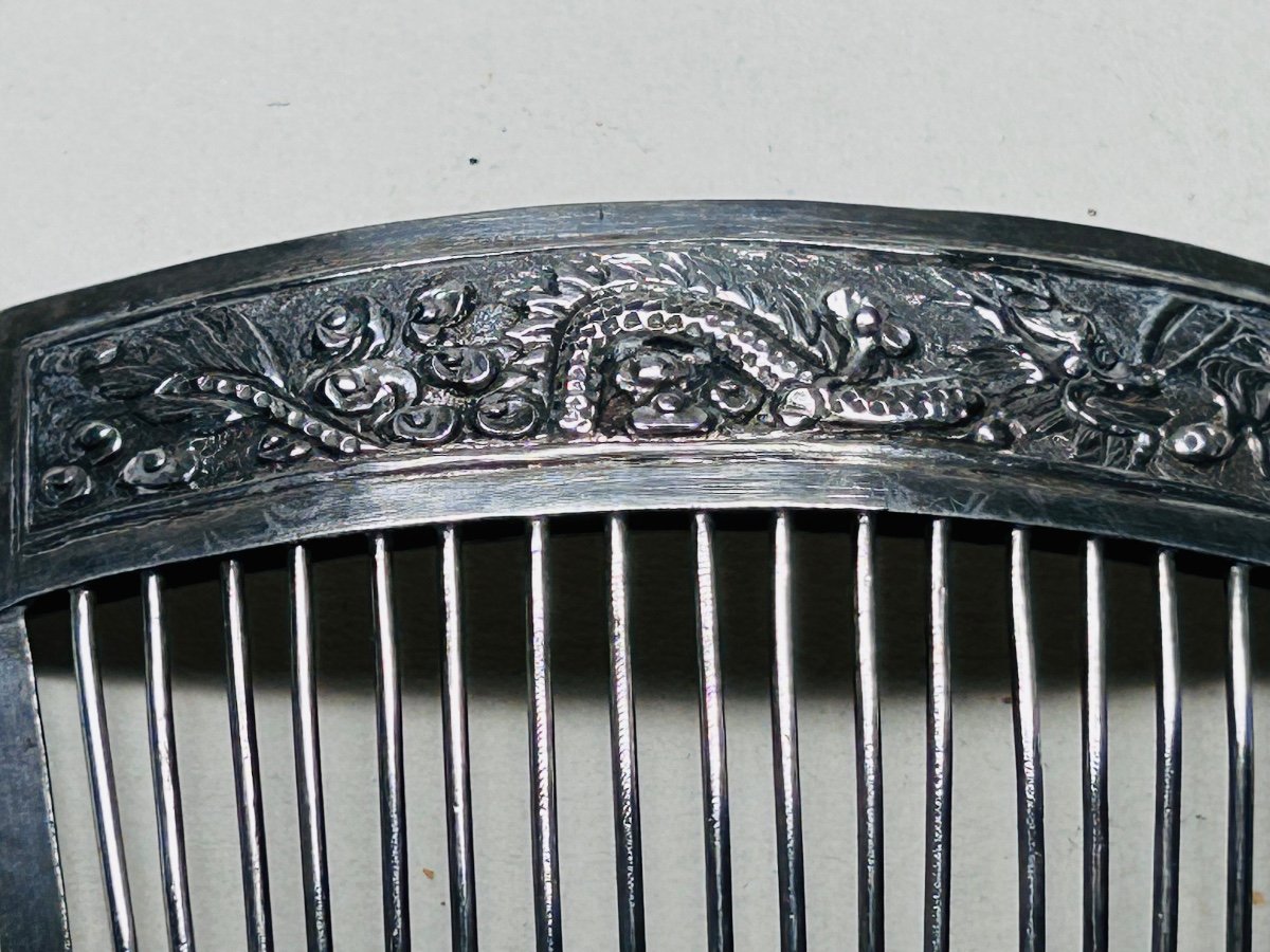 A Pair Of Chinese Silver Combs. Chinese Export Silver-photo-5