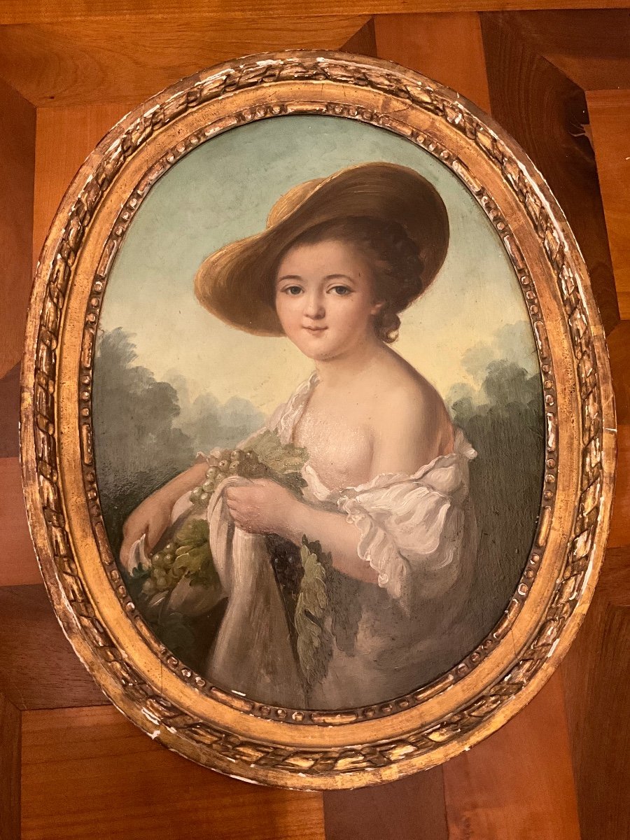 Paire De Tableaux , Portrait D’une Fille En Un Garçon D’après  François Hubert Drouais -photo-3