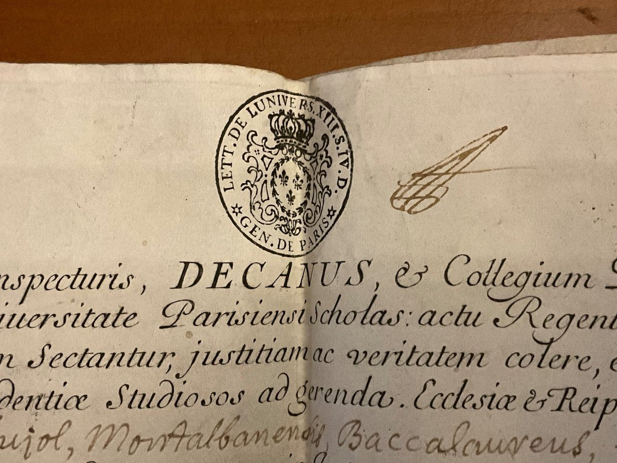 Deux Manuscrits Sur Velin Et Leurs Sceaux , Datés 1709 Et 1710 . Diplomé D’un Médecin .-photo-5