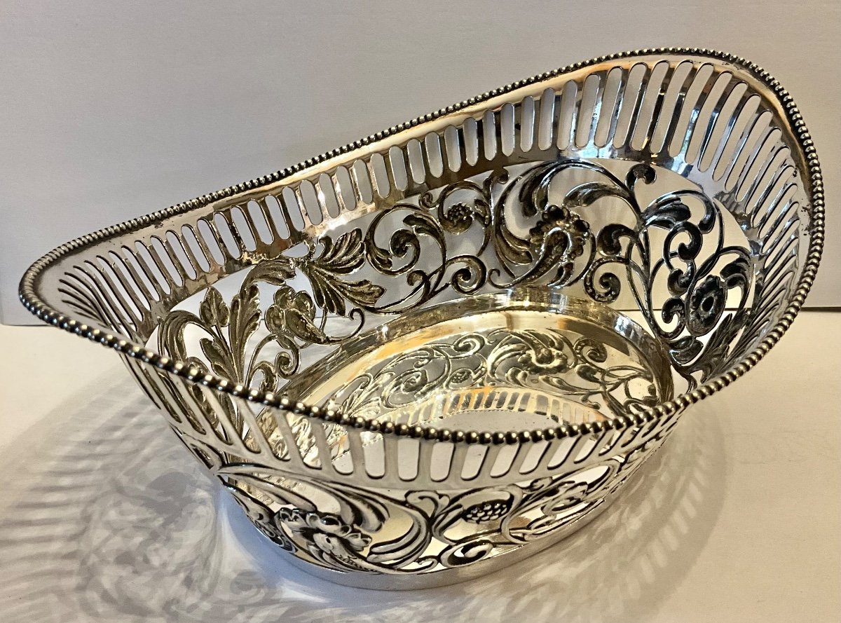 Dutch Sterling Silver Bread Basket Or Basket 833/1000 -photo-5