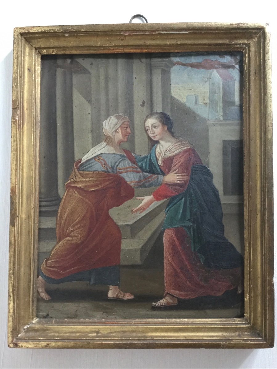 2  Peintures à l'Huile Sur Cuivre .   Italie  18e Siecle .-photo-2