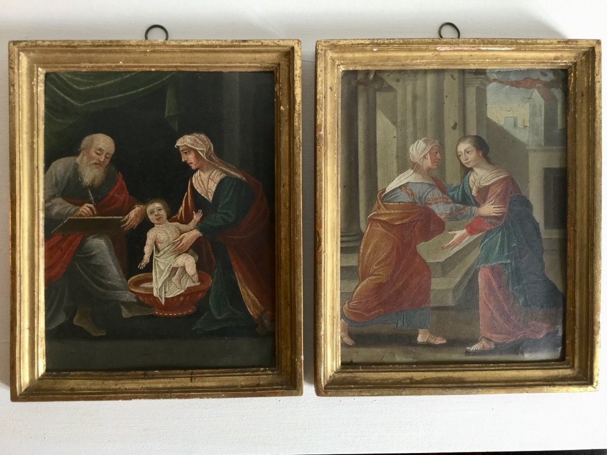 2  Peintures à l'Huile Sur Cuivre .   Italie  18e Siecle .