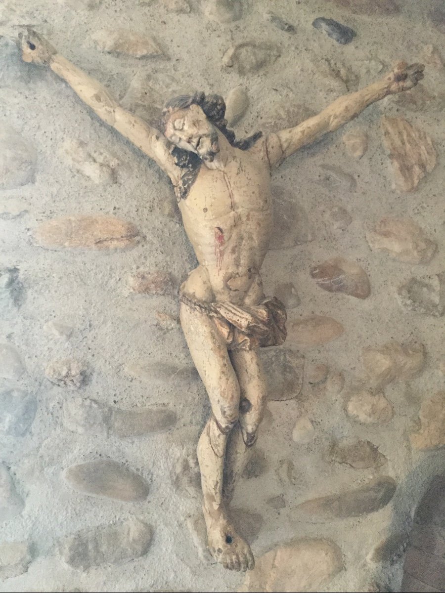 Grand Christ En Bois Sculpté Et Peint  ,  XVIIème Siècle , Allemagne du Sud ou Autriche -photo-8