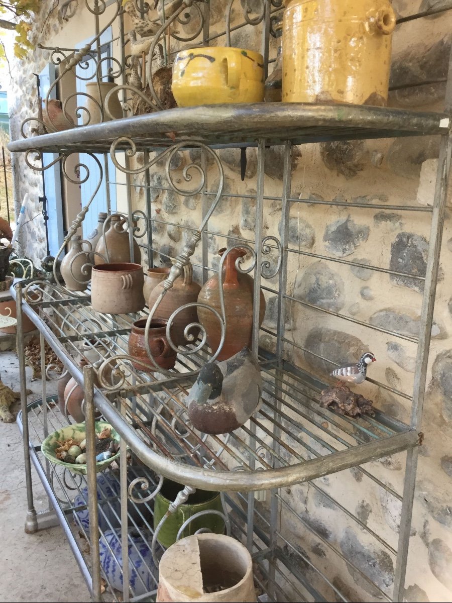 Etagere De Boulangerie Ancienne En Fer , Laiton Et Fonte , Vers 1920-photo-3