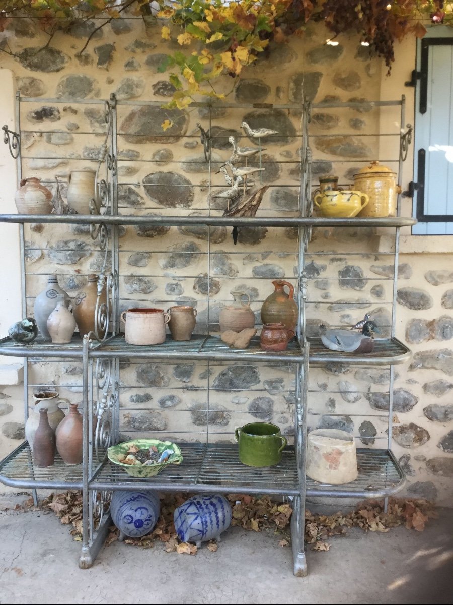 Etagere De Boulangerie Ancienne En Fer , Laiton Et Fonte , Vers 1920