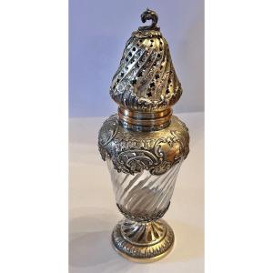 Silver And Glass Shaker, 19th Century, Louis XVI Style