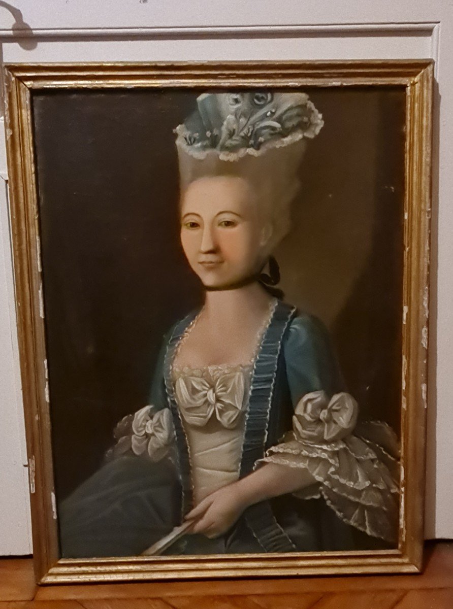 XVIII ème S, Portrait Huile Sur Toile d'Anne Barillot