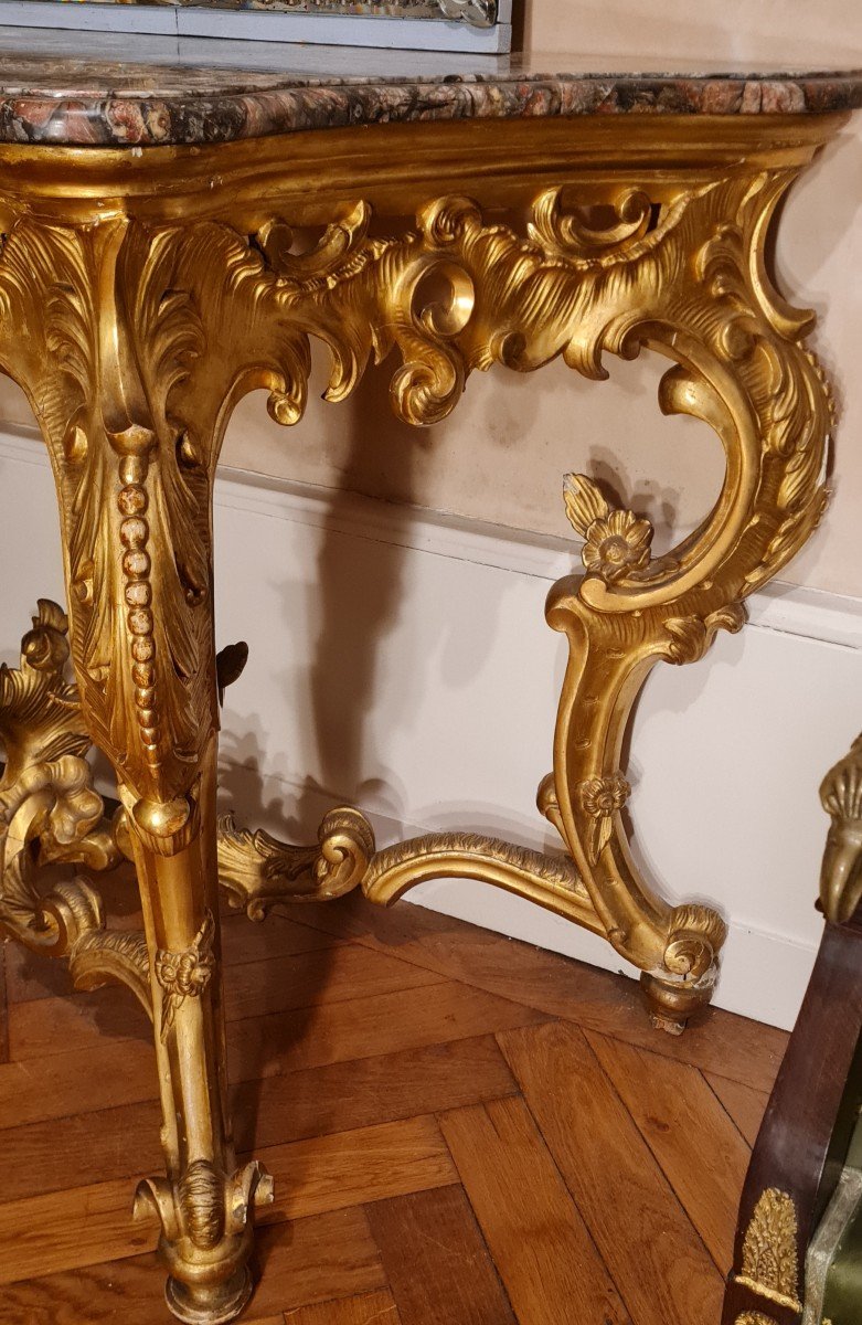 Large Console In Golden Wood Napoleon III-photo-2