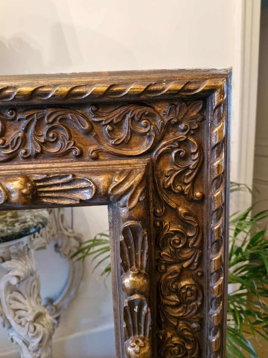 Large Frame In Carved Golden Wood-photo-3