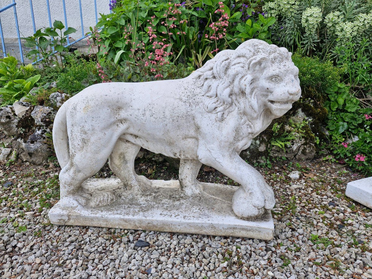 Paire De Lion De Jardin En Pierre, Décoration Jardin-photo-2