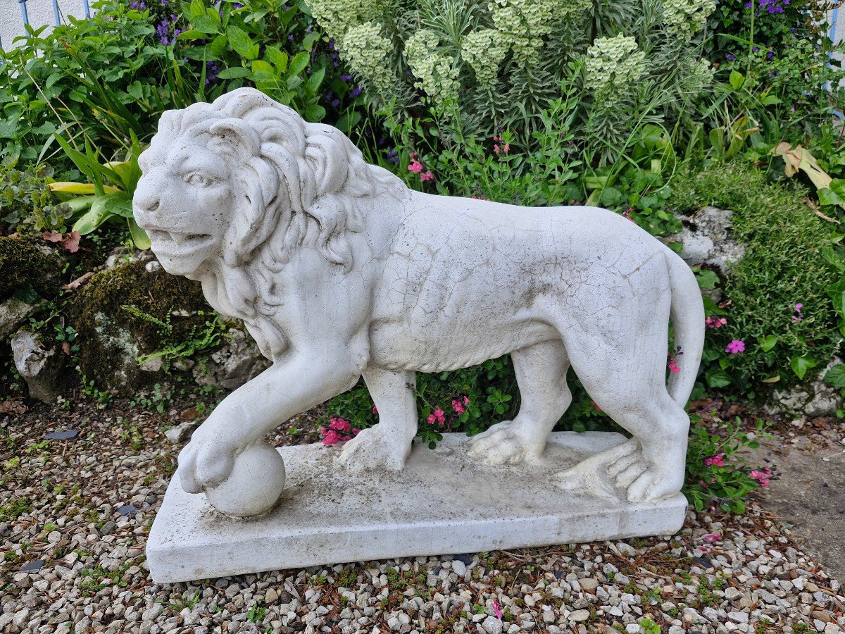 Paire De Lion De Jardin En Pierre, Décoration Jardin-photo-3